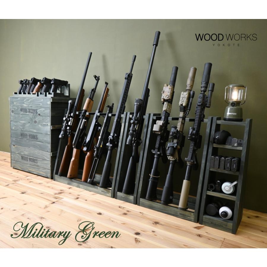 WOODWORKS ガンラック 1丁掛 (色：ミリタリーグリーン) 木製 日本製