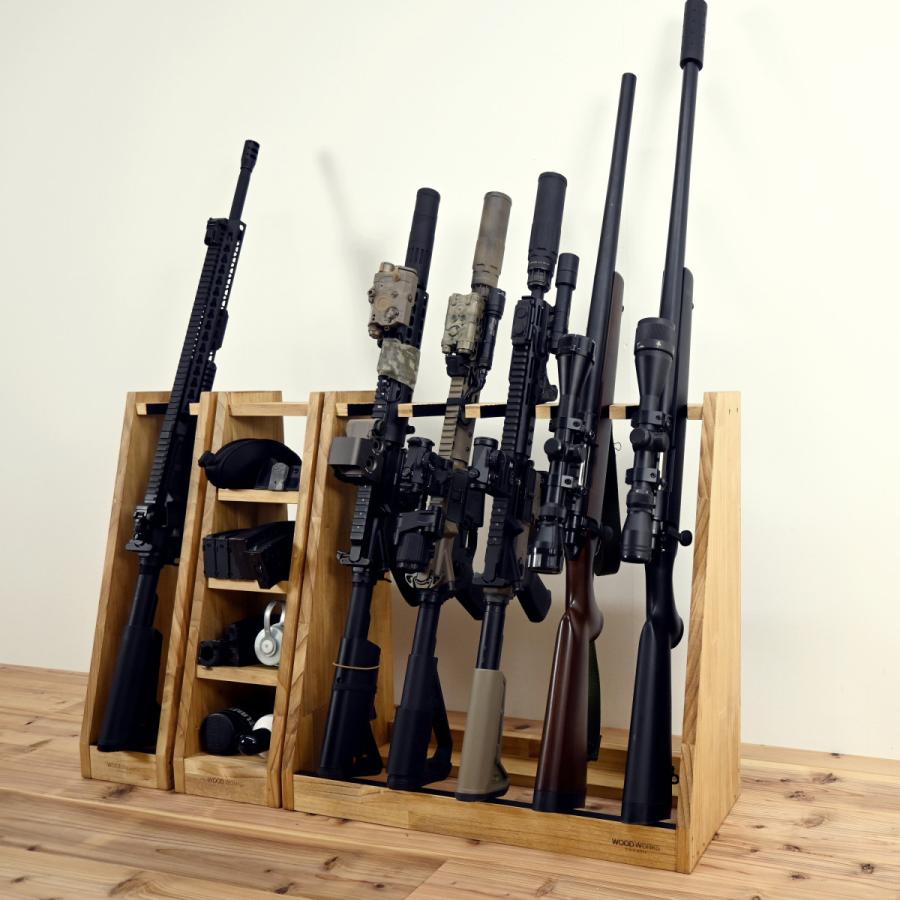 WOODWORKS ガンラック 3丁掛 (色：ライトブラウン) 木製 日本製