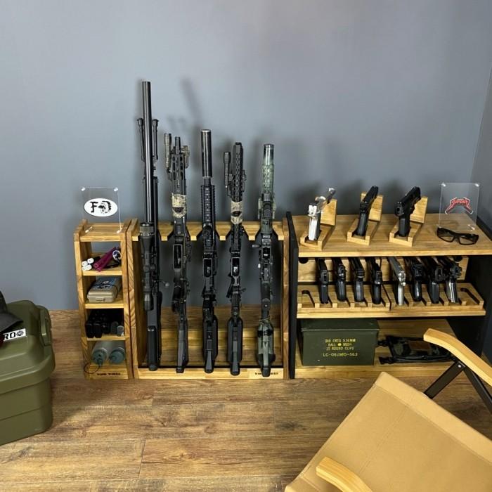 WOODWORKS ガンラック 3丁掛 (色：ライトブラウン) 木製 日本製