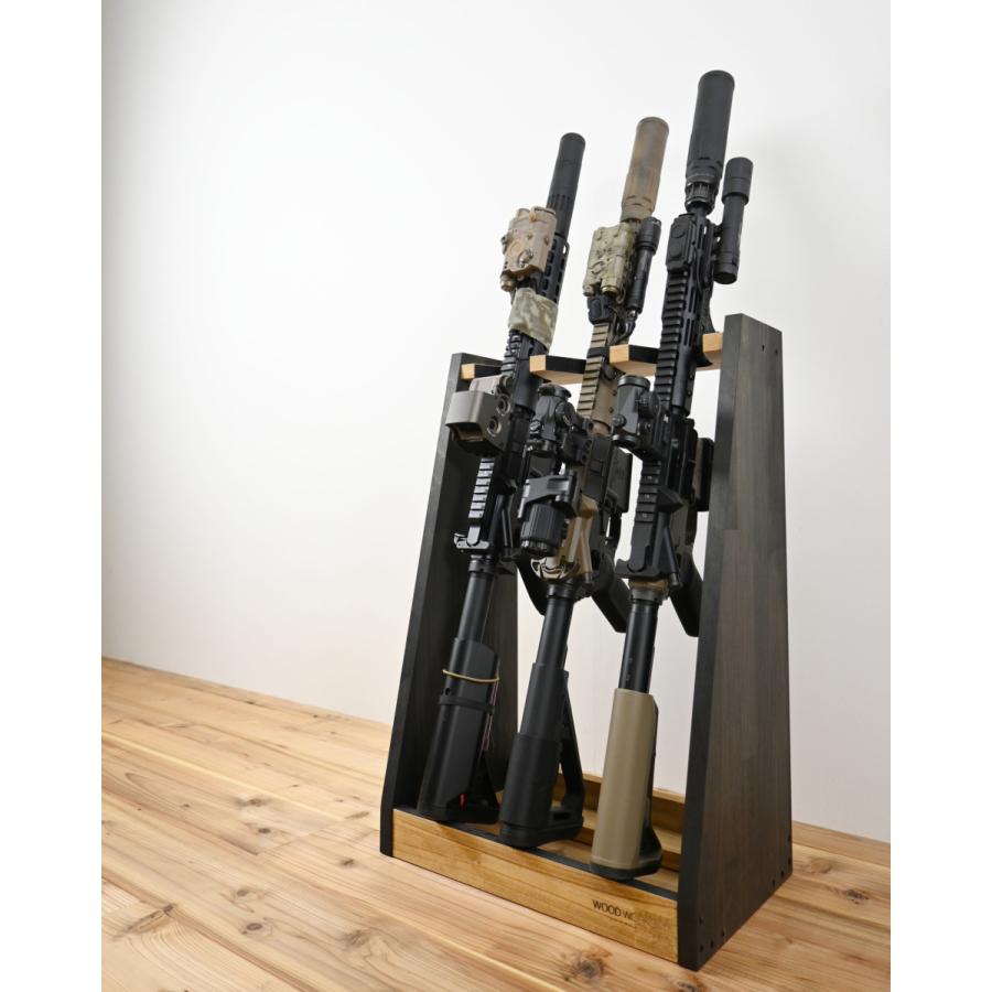 WOODWORKS ガンラック 3丁掛 (色：ライトブラウン×ブラックウッド