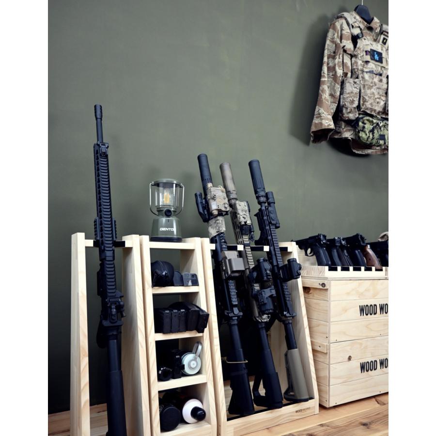 WOODWORKS ガンラック 3丁掛 (色：ライトブラウン×ブラックウッド