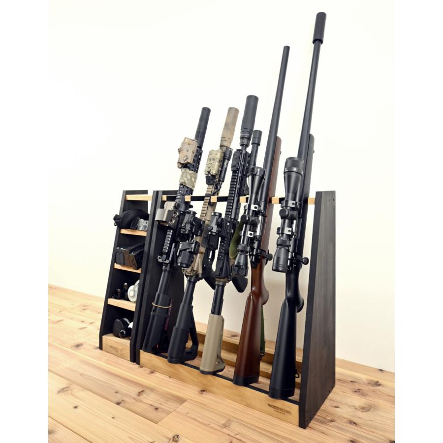 WOODWORKS ガンラック 3丁掛 (色：ライトブラウン×ブラックウッド