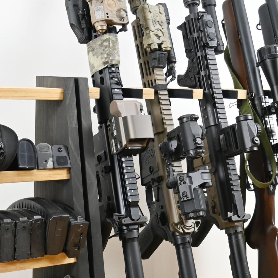 WOODWORKS ガンラック 3丁掛 (色：ライトブラウン×ブラックウッド