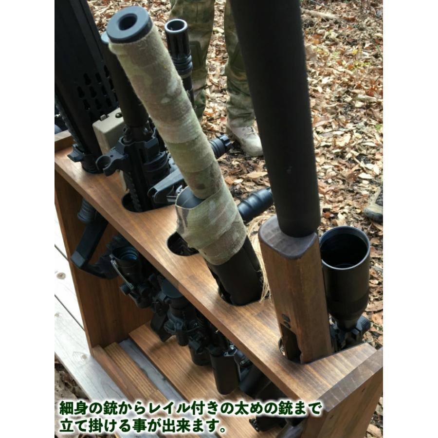 WOODWORKS ガンラック 3丁掛 (色：ライトブラウン×ブラックウッド