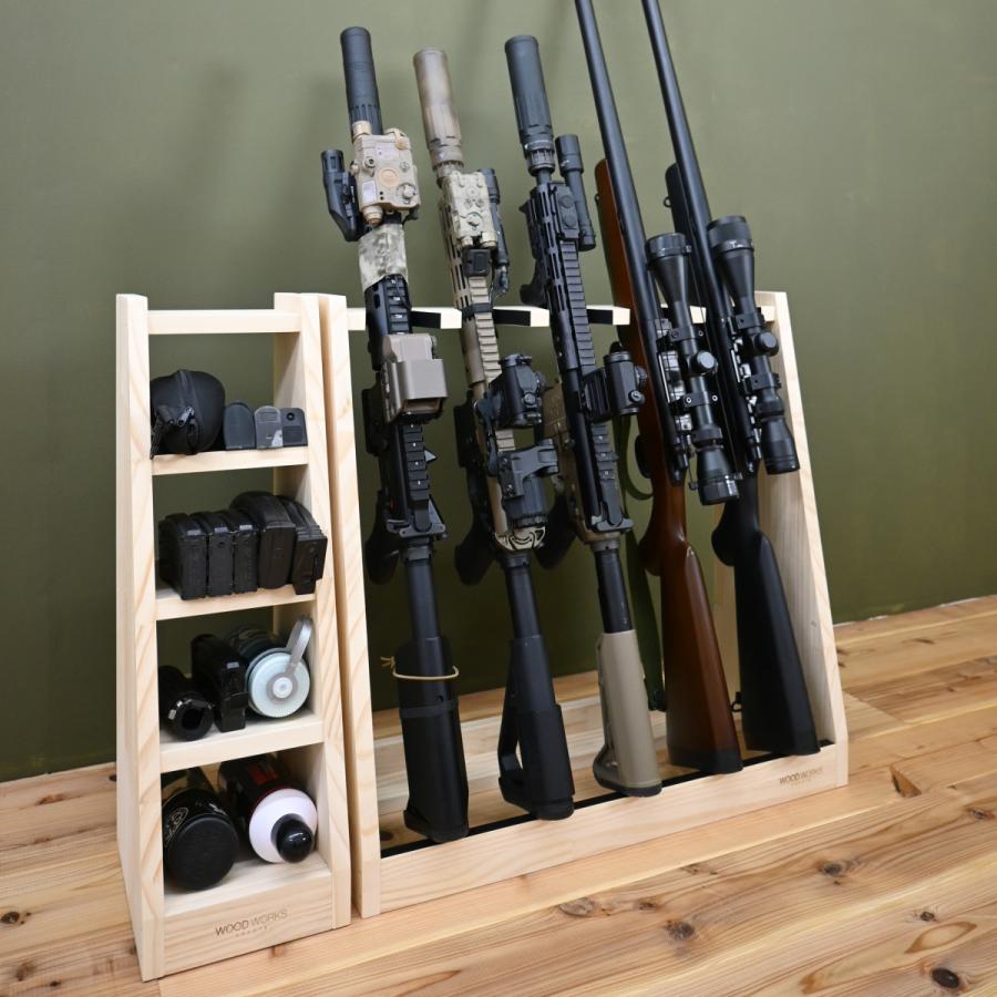 WOODWORKS ガンラック 5丁掛 ( 色：ライトブラウン×ブラックウッド