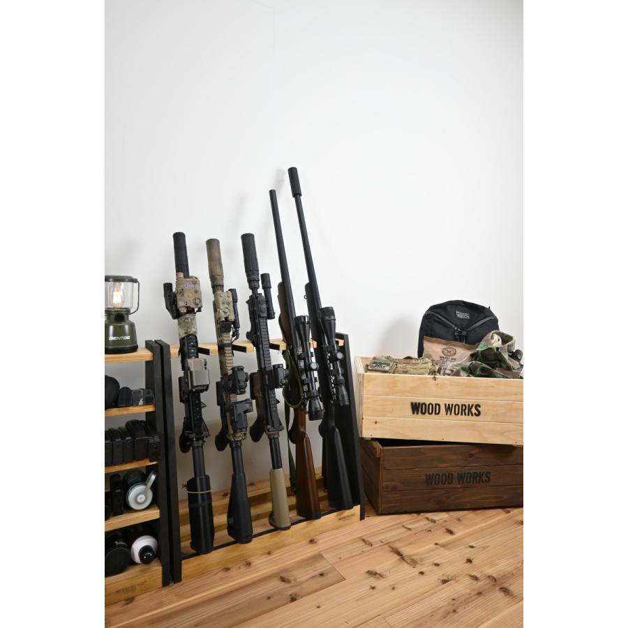 WOODWORKS ガンラック 5丁掛 ( 色：ライトブラウン×ブラックウッド