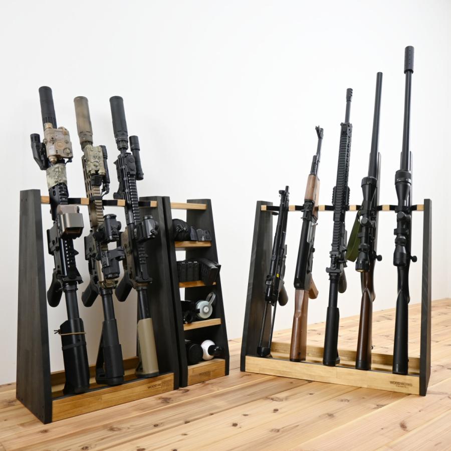 WOODWORKS ガンラック 5丁掛 ( 色：ミリタリーグリーン) 木製 日本製