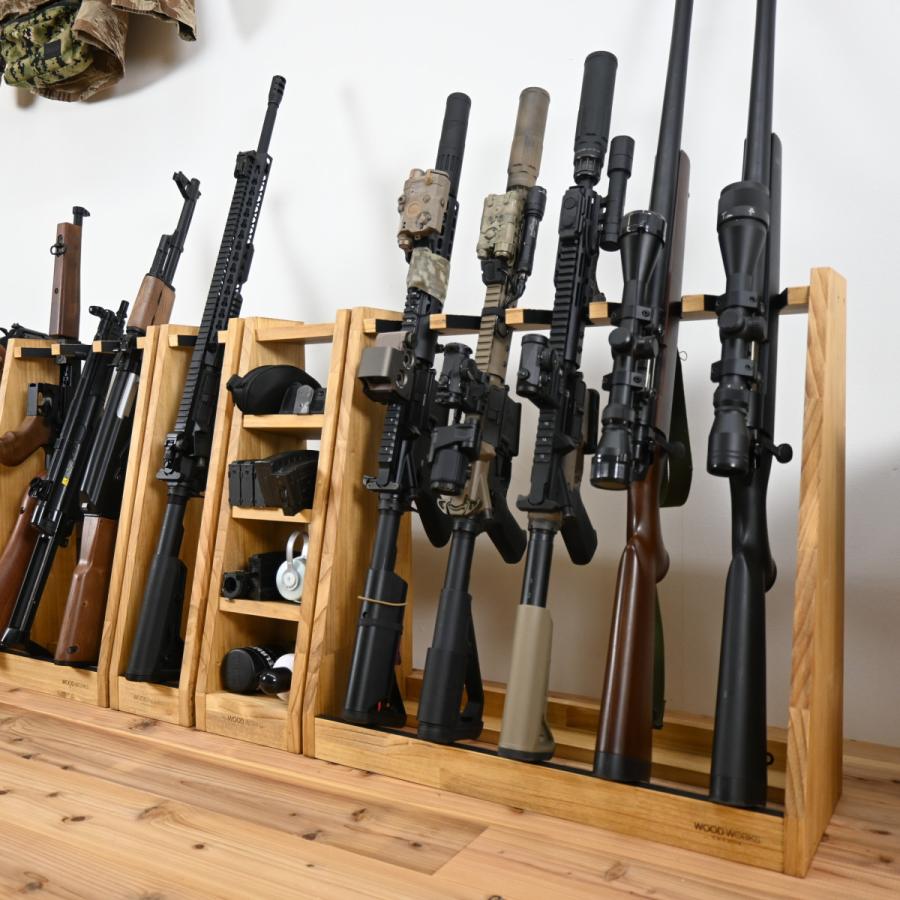 WOODWORKS ガンラック 5丁掛 ( 色：ミリタリーグリーン) 木製 日本製