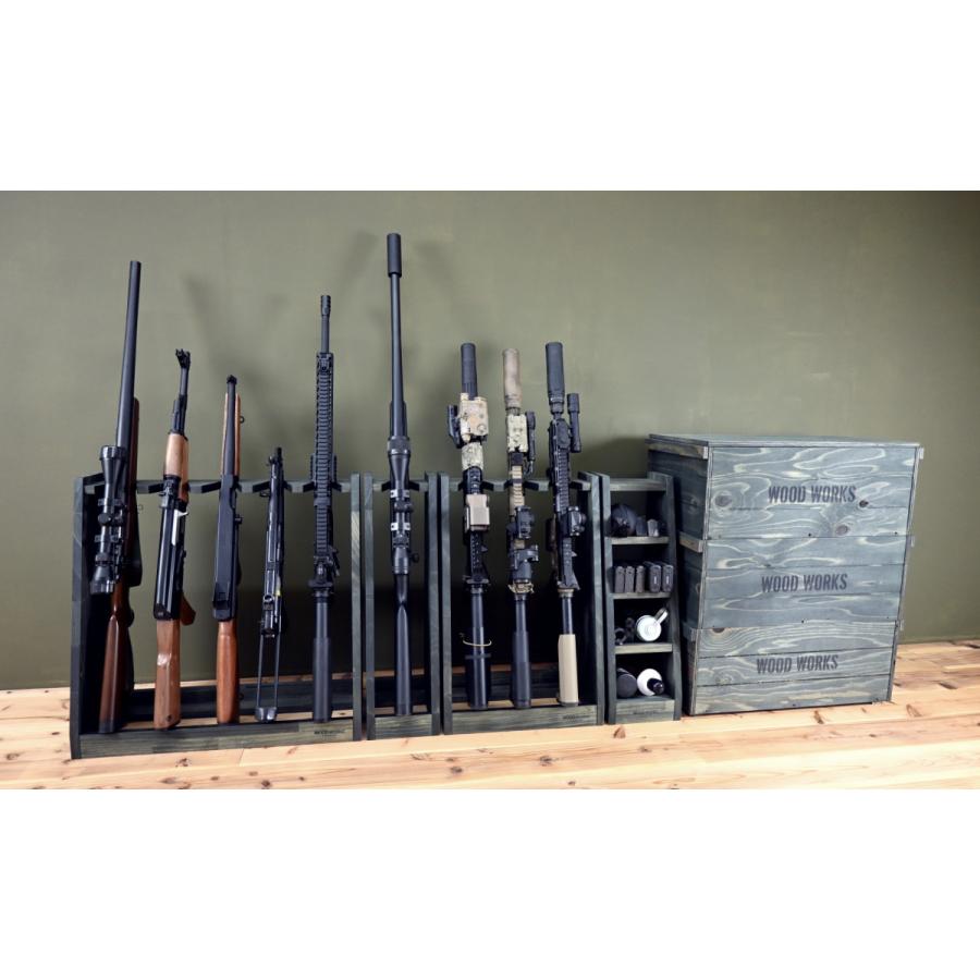 WOODWORKS ガンラック 5丁掛 ( 色：ミリタリーグリーン) 木製 日本製