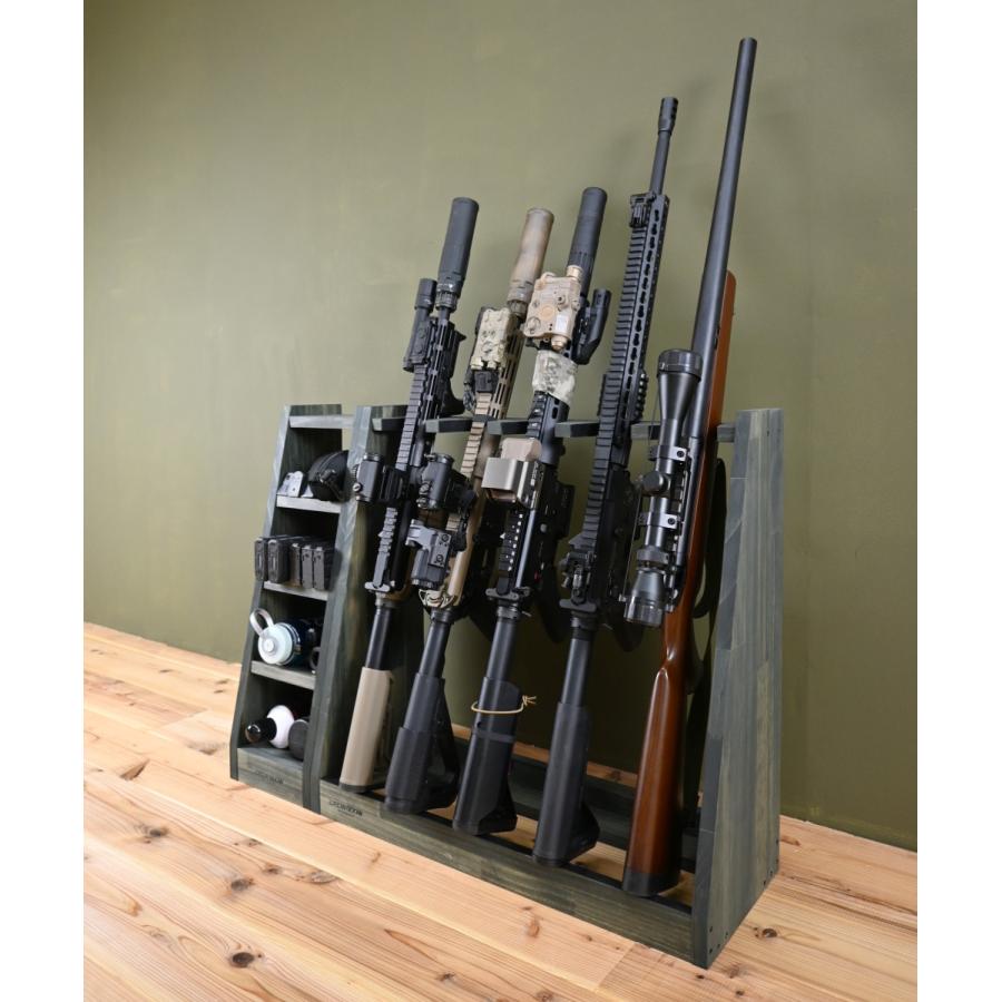 WOODWORKS ガンラック 5丁掛 ( 色：ミリタリーグリーン) 木製 日本製