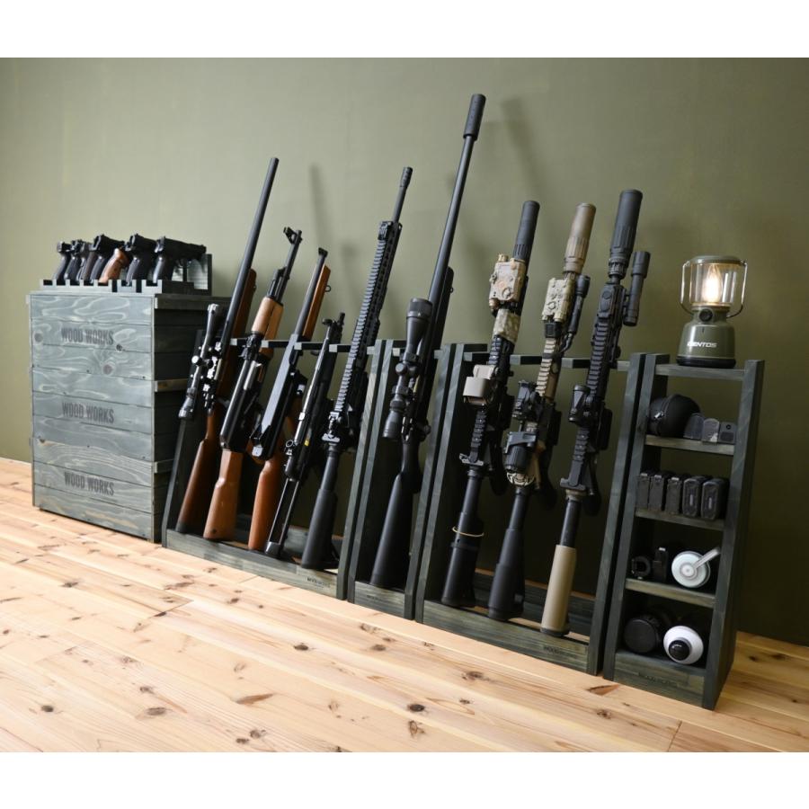 WOODWORKS ガンラック 5丁掛 ( 色：ミリタリーグリーン) 木製 日本製