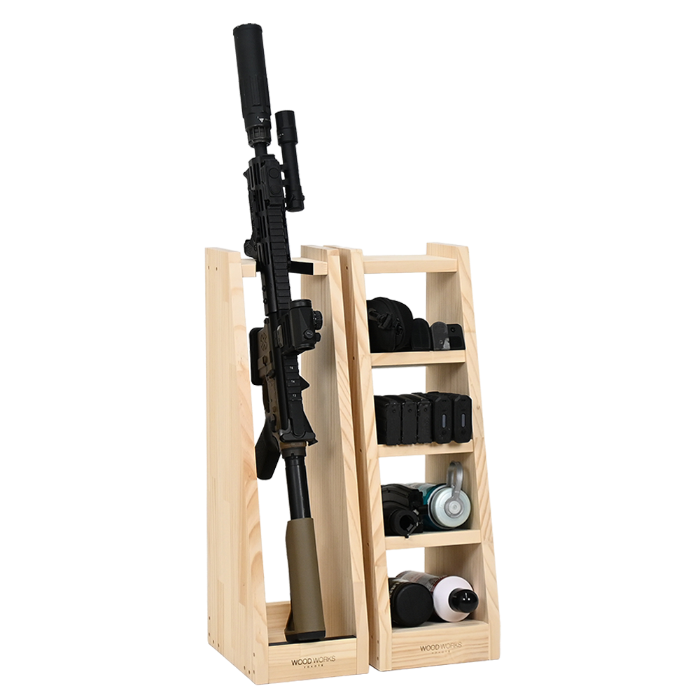 WOODWORKS ガンラック 1丁掛 + マガジンラック お得な2点セット 木製