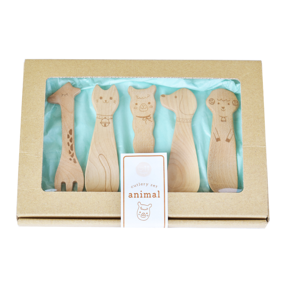 完売♬︎♡ꫛꫀꪝ✧‧˚ ウッドバーニング♡アニマルカトラリー♡ カトラリーセット アニマル【カトラリー スプーン フォーク 食器 木製
