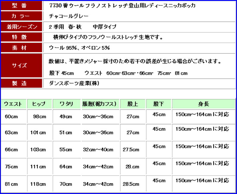 登山 ニッカ レディース 三季用 ストレッチチャコールグレー 7730N :dan-7730N:ウッディーテール - 通販 - Yahoo!ショッピング