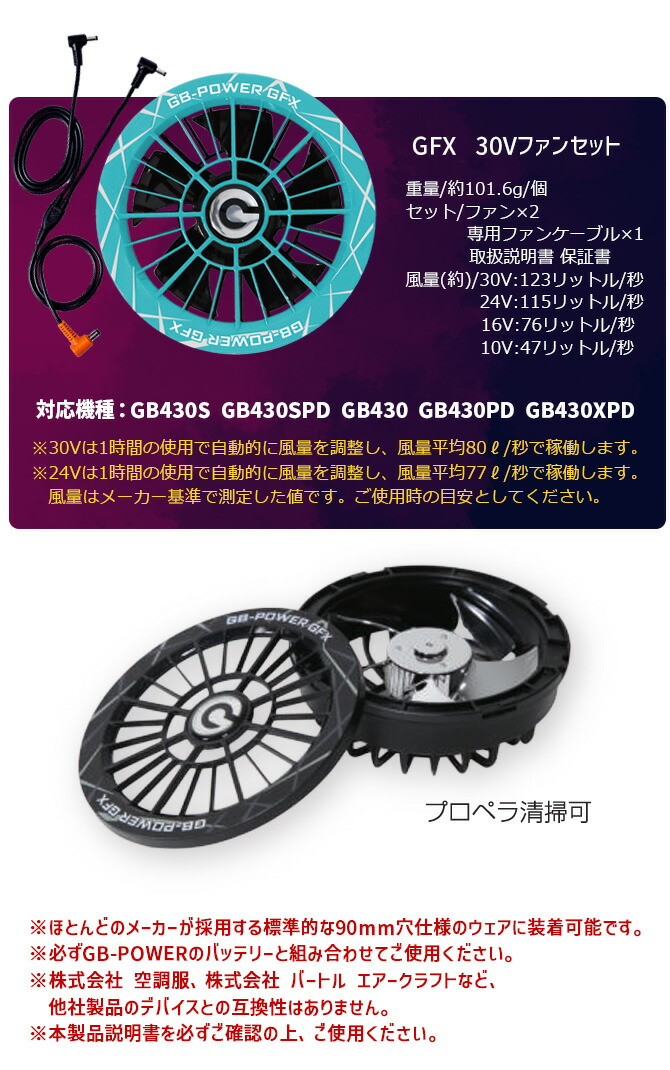 長信ジャパン GB-POWER 2026年 新型 30V ファン バッテリーセット 15