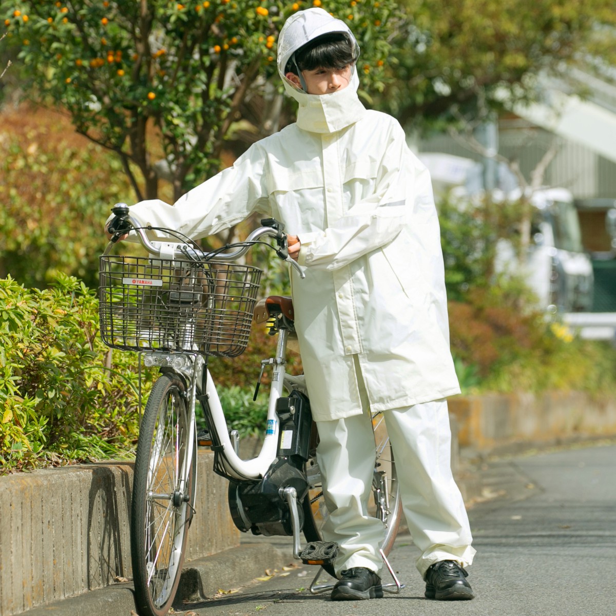 レインウェア 自転車 通学用 リュック対応 学校指定 カッパ 雨具 レインスーツ 学生 中学生 高校...