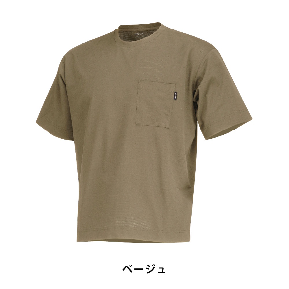 半袖 メンズ 夏 通気性 メッシュ構造 速乾 吸水速乾 消臭 ストレッチ 作業着 アウトドア AIR FEEL TECH 半袖クルー 8758 | カジメイク | 01