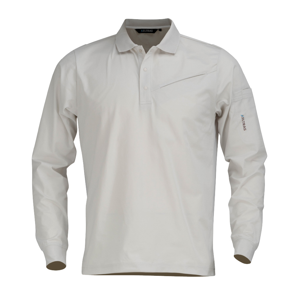 長袖 メンズ 夏 涼しい 接触冷感 吸水速乾 速乾 クール UV UVカット 軽量 軽い スポーツ ゴルフ 作業服 春夏 クールビズ AIR FEEL TECH 長袖ポロシャツ 8760 | カジメイク | 02