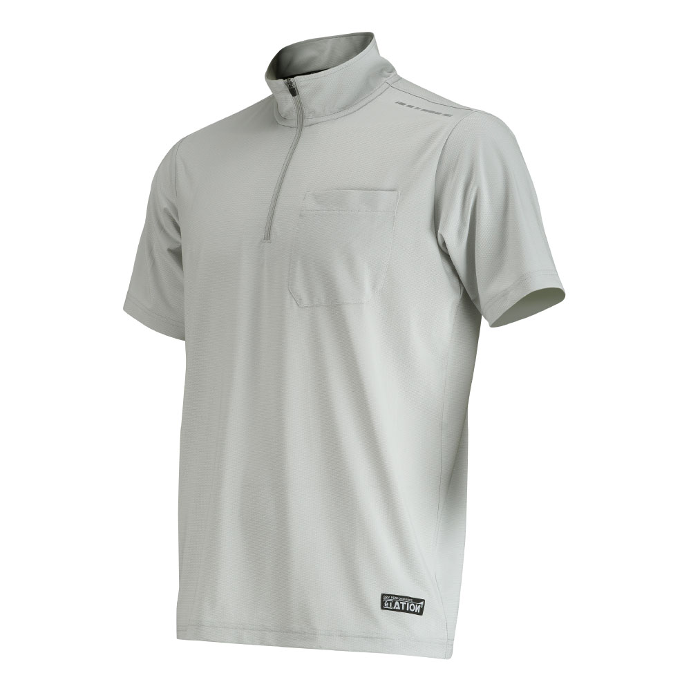 作業着 夏用 速乾 半袖シャツ メンズ 半袖Tシャツ ポロシャツ 無地 ジップアップ 作業 仕事 吸汗 消臭 Newシェイドドライナー半袖Zip Upシャツ 8845 | カジメイク | 01