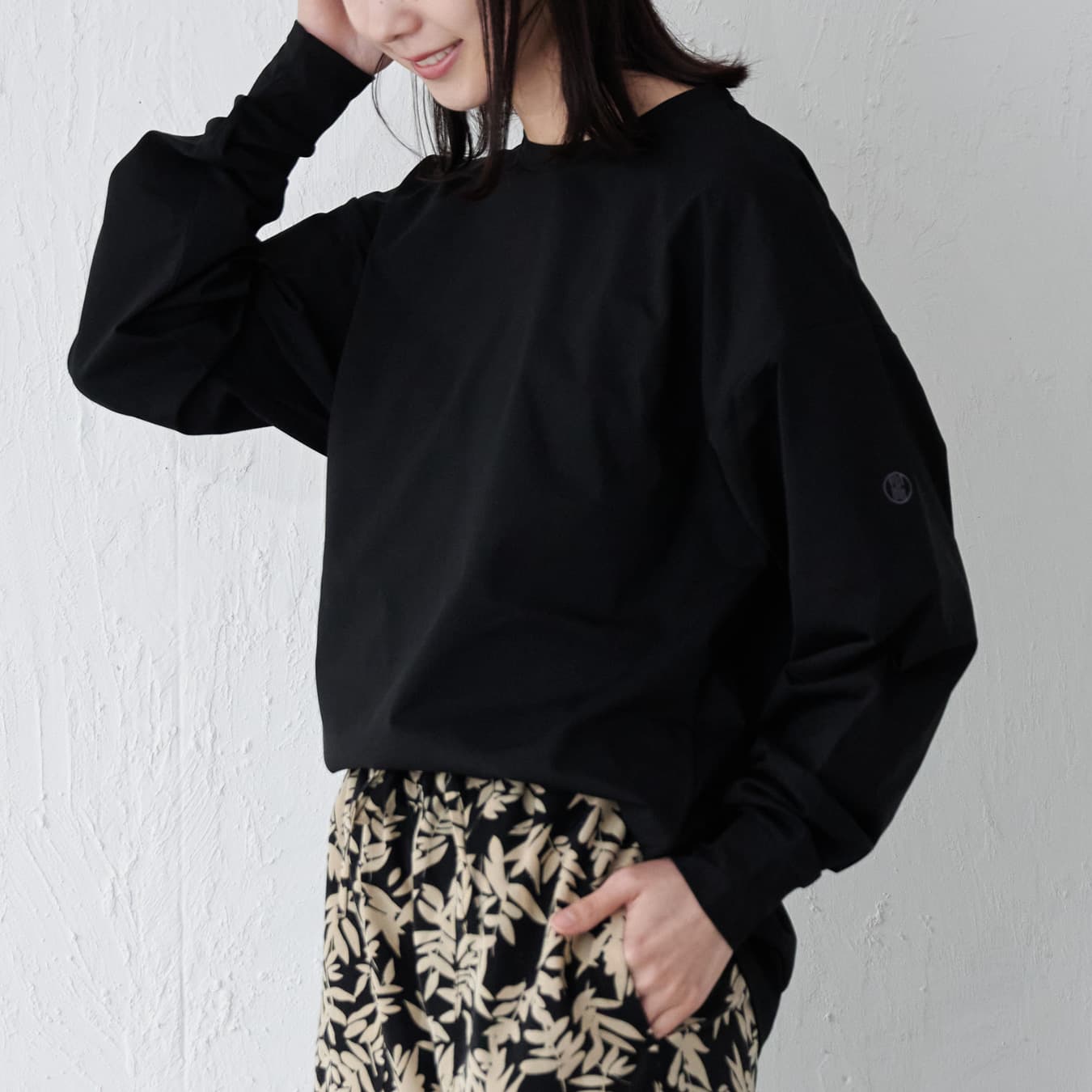 Tシャツ レディース 長袖 汗染み防止 防汚加工 UVカット UPF50+ UV対策 紫外線対策 シンプル ゆったり 体型カバー 形態安定 AH-1001 レディース長袖Tシャツ | AME TO HARE | 02