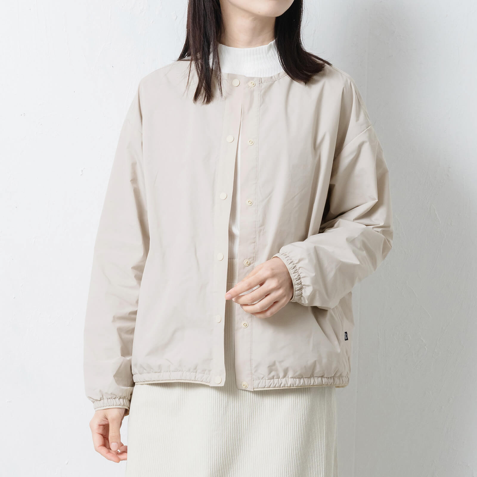 インナーダウン レディース カーディガン ジャンパー アウター 軽量 薄手 ノーカラー ジャケット コート 秋 冬 ボタン AH-1011 ノーカラーウォームジャケットW | AME TO HARE | 01