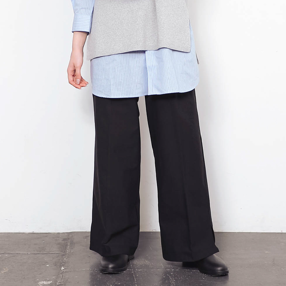 ワイドパンツ レディース  タックパンツ きれいめ ストレッチ 速乾 イージーケア スリット 涼しい カジュアル 美脚 股上深め デイリーワイドパンツ AH-1019 | AME TO HARE | 01