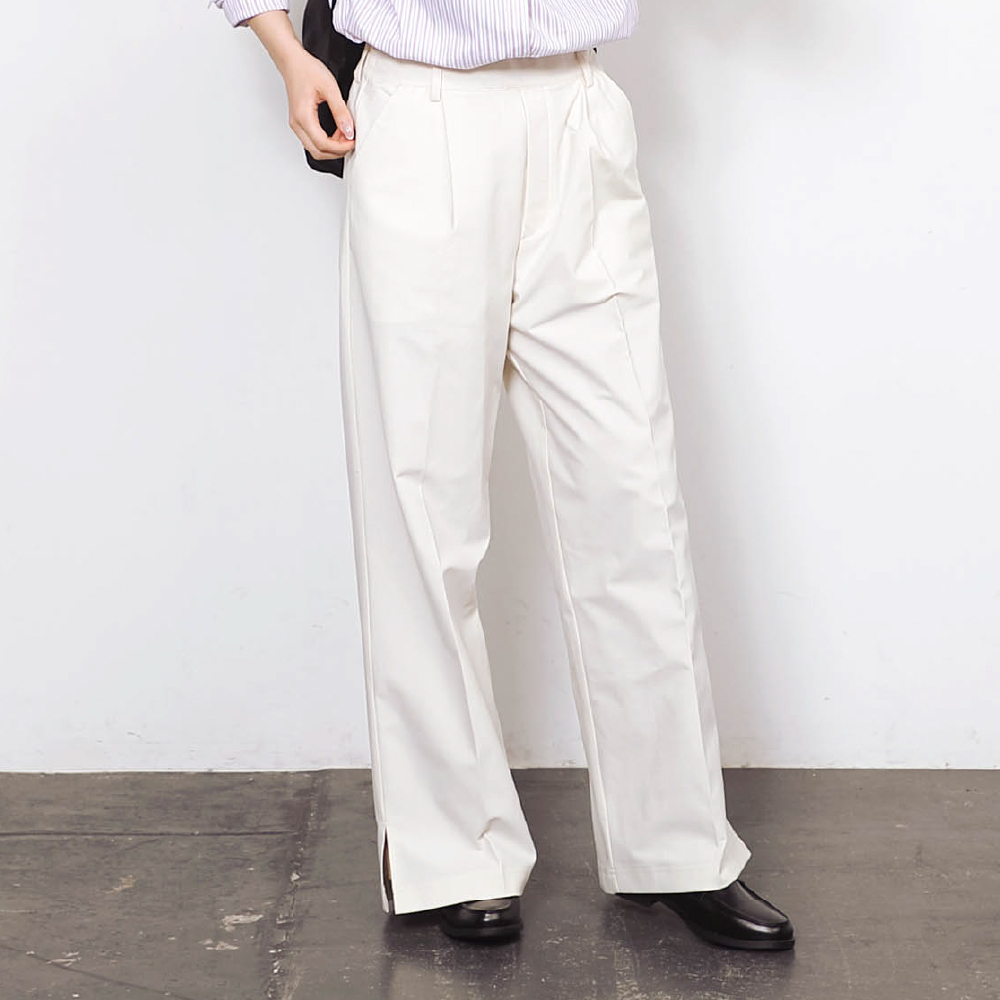 ワイドパンツ レディース  タックパンツ きれいめ ストレッチ 速乾 イージーケア スリット 涼しい カジュアル 美脚 股上深め デイリーワイドパンツ AH-1019 | AME TO HARE | 02