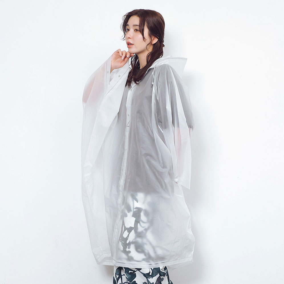 レインポンチョ レディース フード付き 防水 イベント フェス レジャー 軽い 軽量 おしゃれ ロング丈 カッパ 雨具 リュック AH-305 EVAレインポンチョ | AME TO HARE | 03