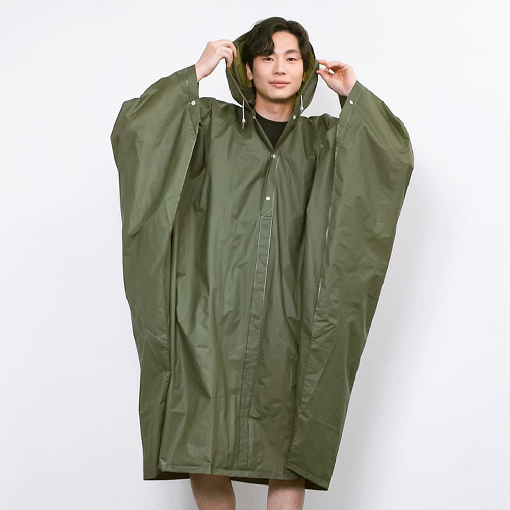 レインポンチョ レディース フード付き 防水 イベント フェス レジャー 軽い 軽量 おしゃれ ロング丈 カッパ 雨具 リュック AH-305 EVAレインポンチョ | AME TO HARE | 02