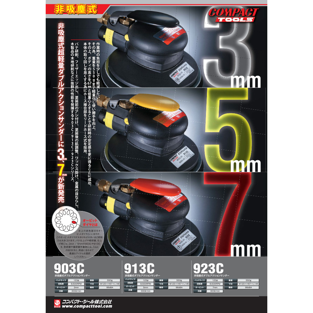 コンパクトツール ダブルアクションサンダー 非吸塵式 913C マジック