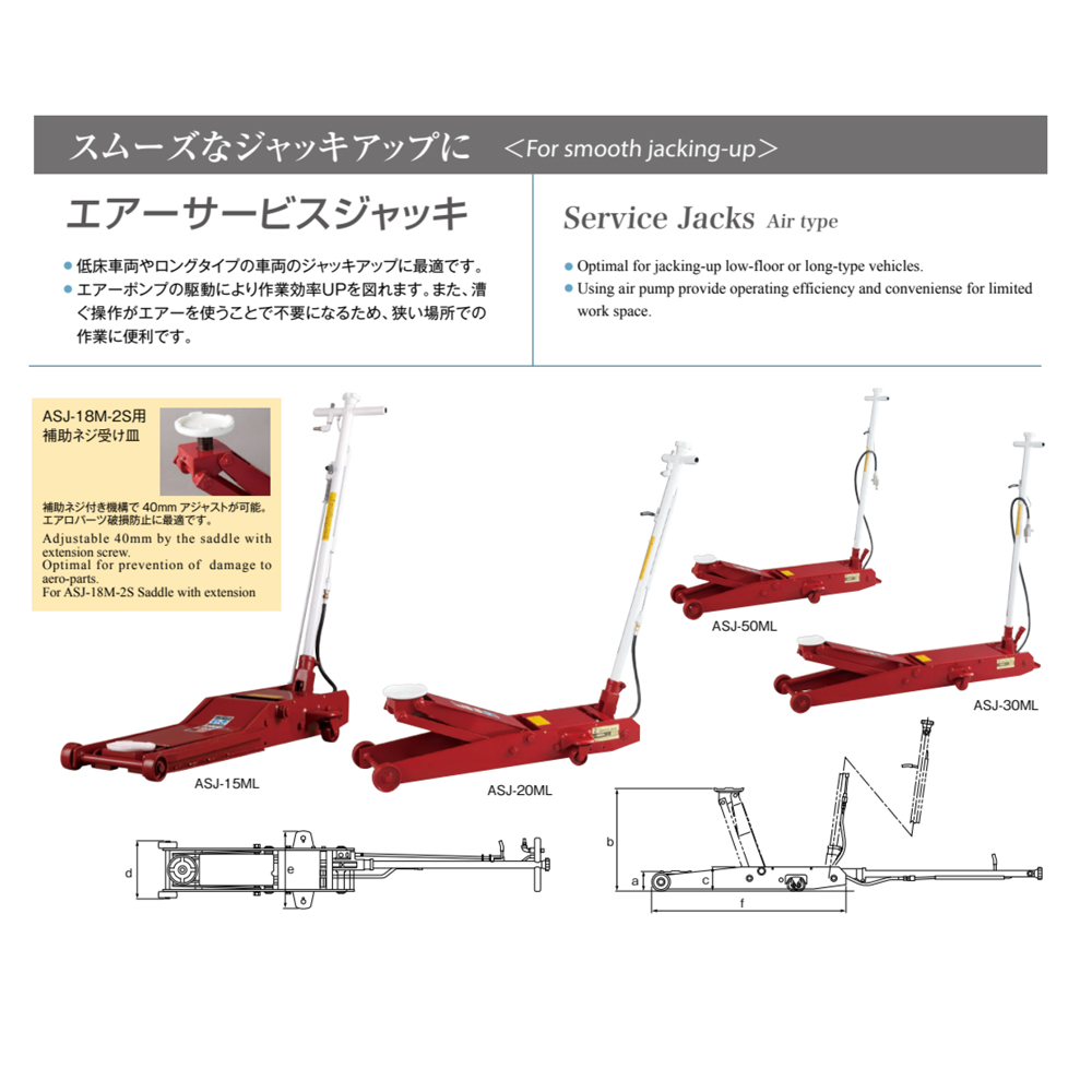 マサダ製作所 エアー 手動式 サービスジャッキ 低床 ASJ-18M-2S 1.8t 1台