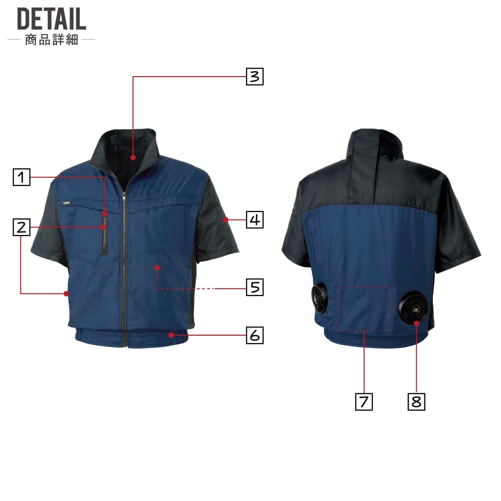 サンエス 空調風神服 (12Vフルセット ななめファン) KF95950 軽量 半袖