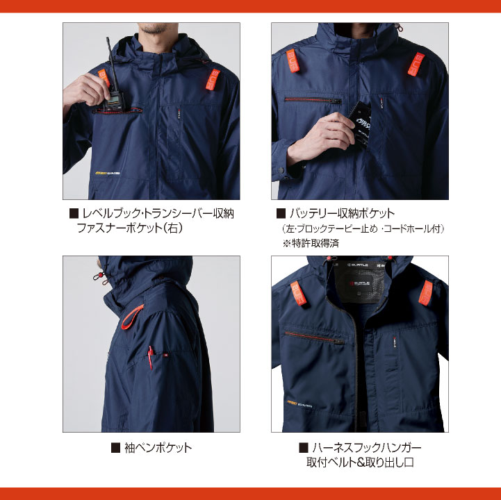 BURTLE（バートル） 24V 半袖ブルゾン フルセット バッテリー ファン付