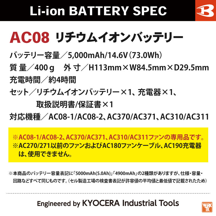 即日出荷] [2024年新型22V] バートル ファンバッテリーセット 