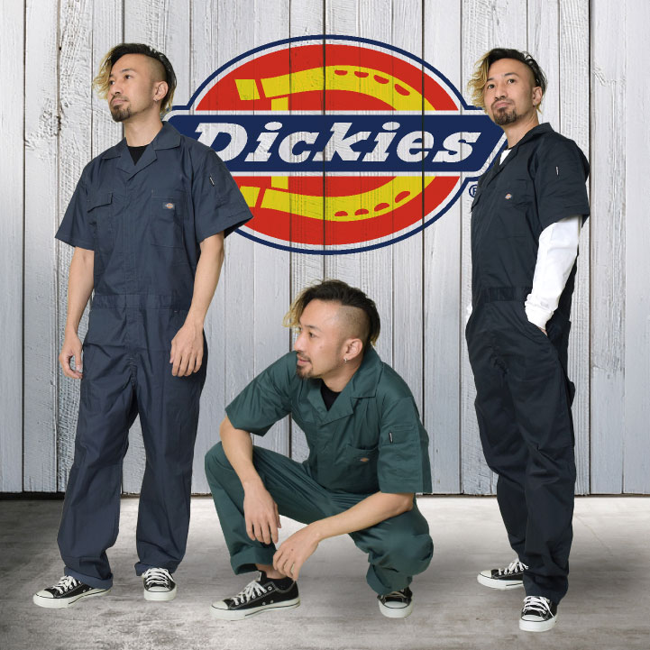 COーCOS ディッキーズ Dickies 半袖 つなぎ ストレッチ 接触冷感 UV
