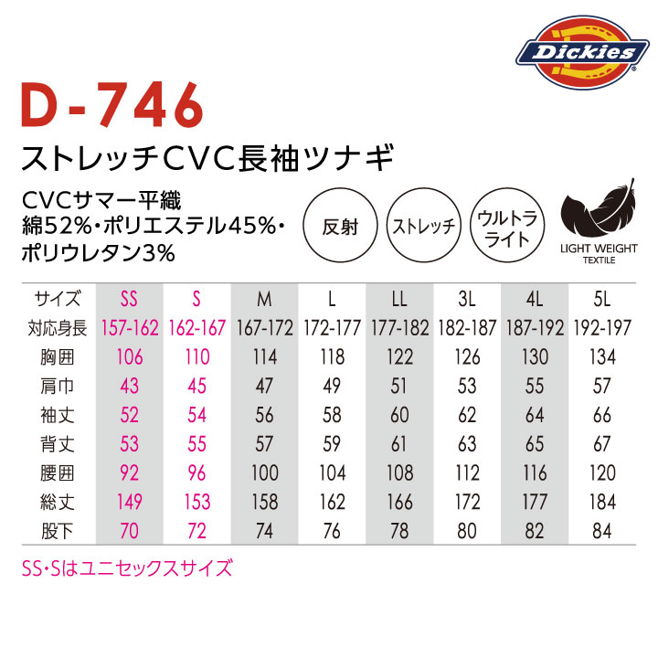 ディッキーズ つなぎ 長袖 ストレッチ ツナギ 作業着 春夏 秋冬 カジュアル おしゃれ メンズ レディース Dickies コーコス cc-d746 | Dickies | 06