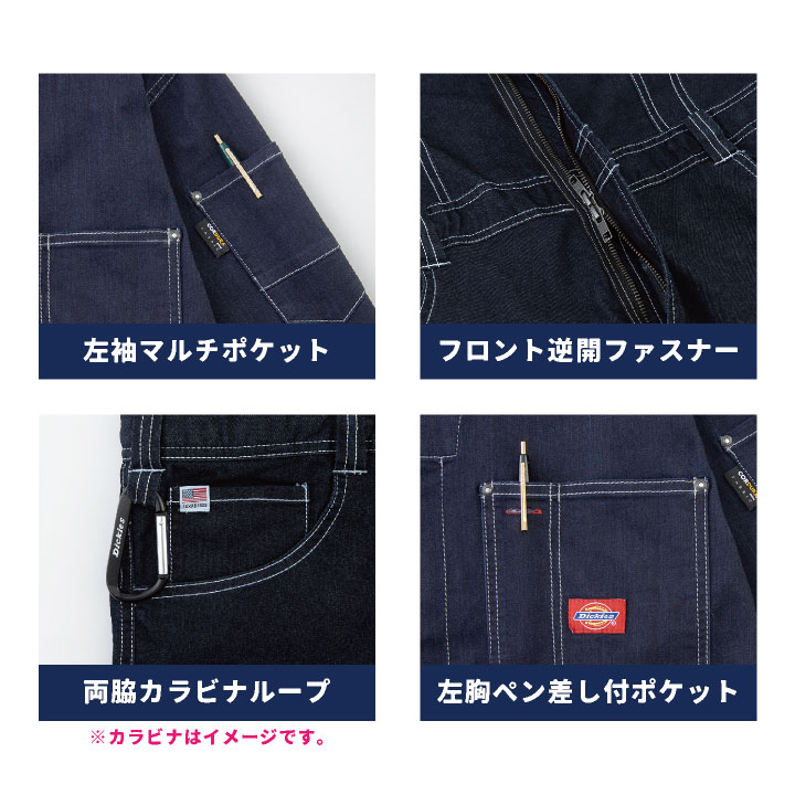 [即日出荷] ディッキーズ Dickies つなぎ 日本規格 ストレッチ デニム 半袖 ワークウェア カジュアル ユニフォーム 作業服 春夏 コーコス  cc-d752