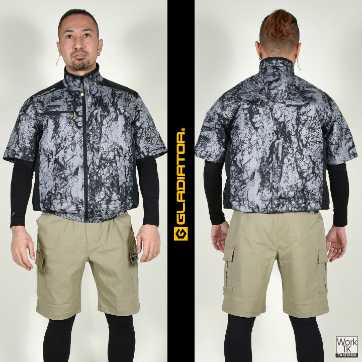 空調服 酷暑 猛暑 対策 職人 空調ファン 作業着 セット 半袖 3XL COーCOS 空調作業服 ファン バッテリー フルセット 半袖ブルゾン 空調