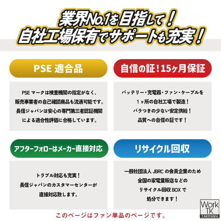長信ジャパン 30Vファンセット 123リットル 空調作業服 春夏 メンズ レディース 作業着 おしゃれ アウトドア 涼しい 熱中症対策 暑さ対策 即日出荷 cj-gfx | ブランド登録なし | 15