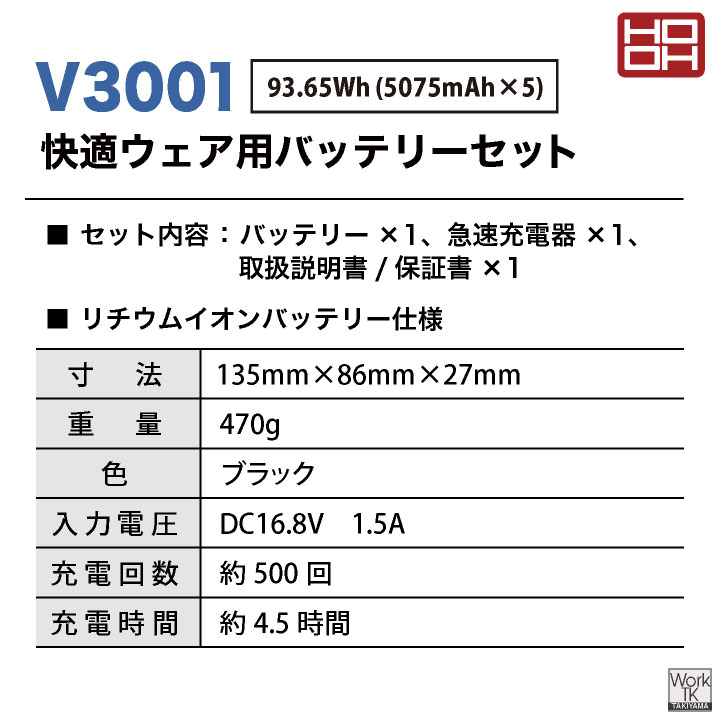HOOH（鳳皇） (2026年新型) HOOH 30V バッテリーセット 充電器 空調
