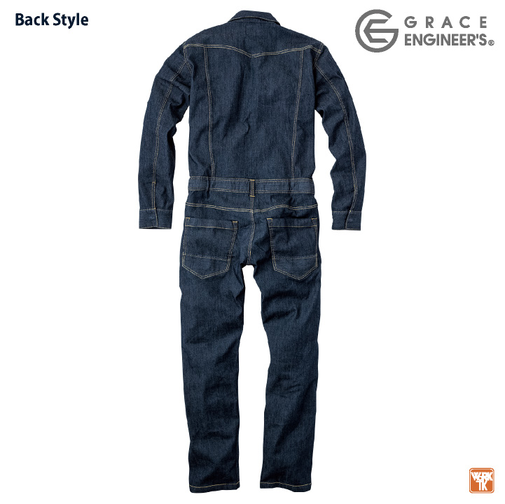 グレースエンジニア ストレッチデニム ヒッコリー 長袖つなぎ