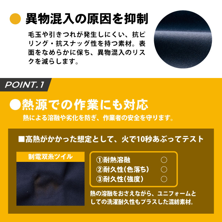 住商モンブラン ハード 常温作業向け 衛生衣 工務服 ジャンパー 長袖