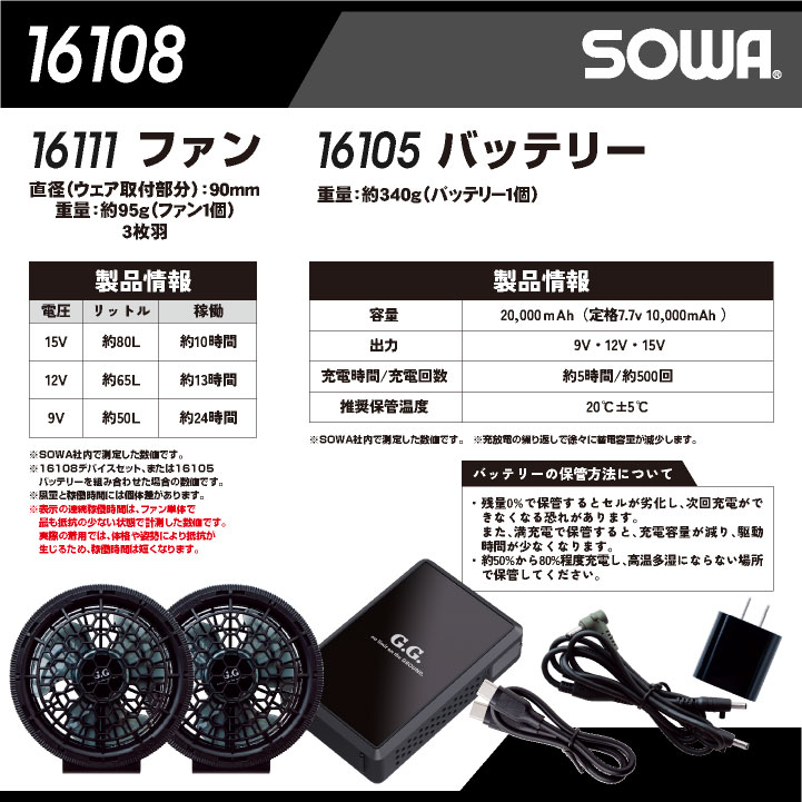 SOWA（ソーワ） 長袖空調作業服フルセット 春夏 メンズ レディース 遮