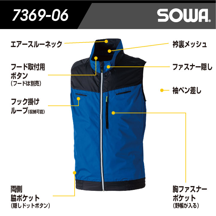 SOWA（ソーワ） 空調作業服 空調ベストフルセット 春夏 メンズ