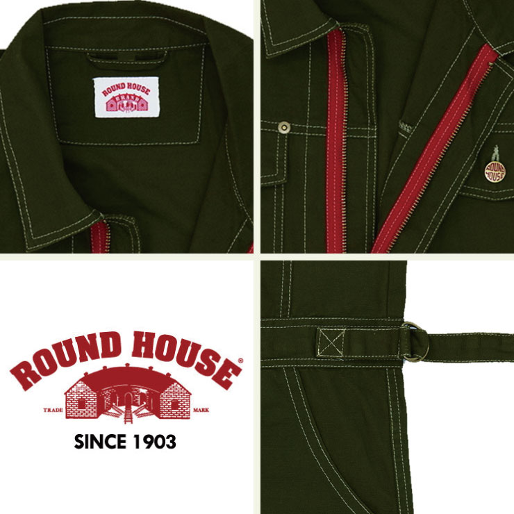 ROUNDHOUSE 半袖つなぎ 綿100% キャンバス ラウンドハウス