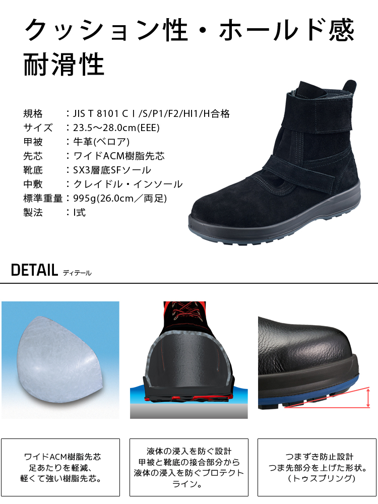 シモン 安全靴 JIS規格 ベロア 耐熱性 耐滑性 樹脂先芯 SX3層底F