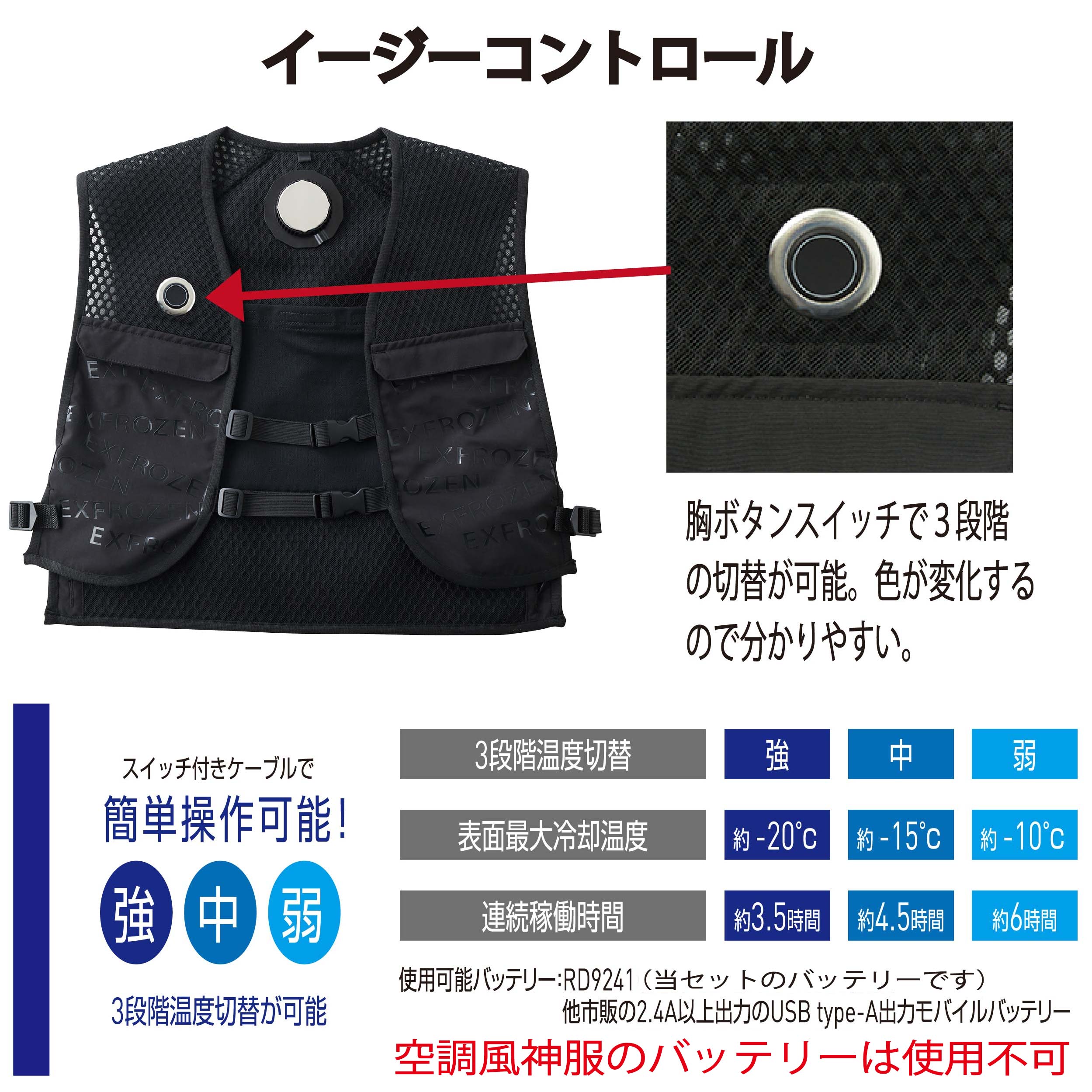 ベルチェベスト　XLサイズ メッシュ冷却ベスト 冷却ベスト ペルチェベスト フローズンベスト バッテリー フル