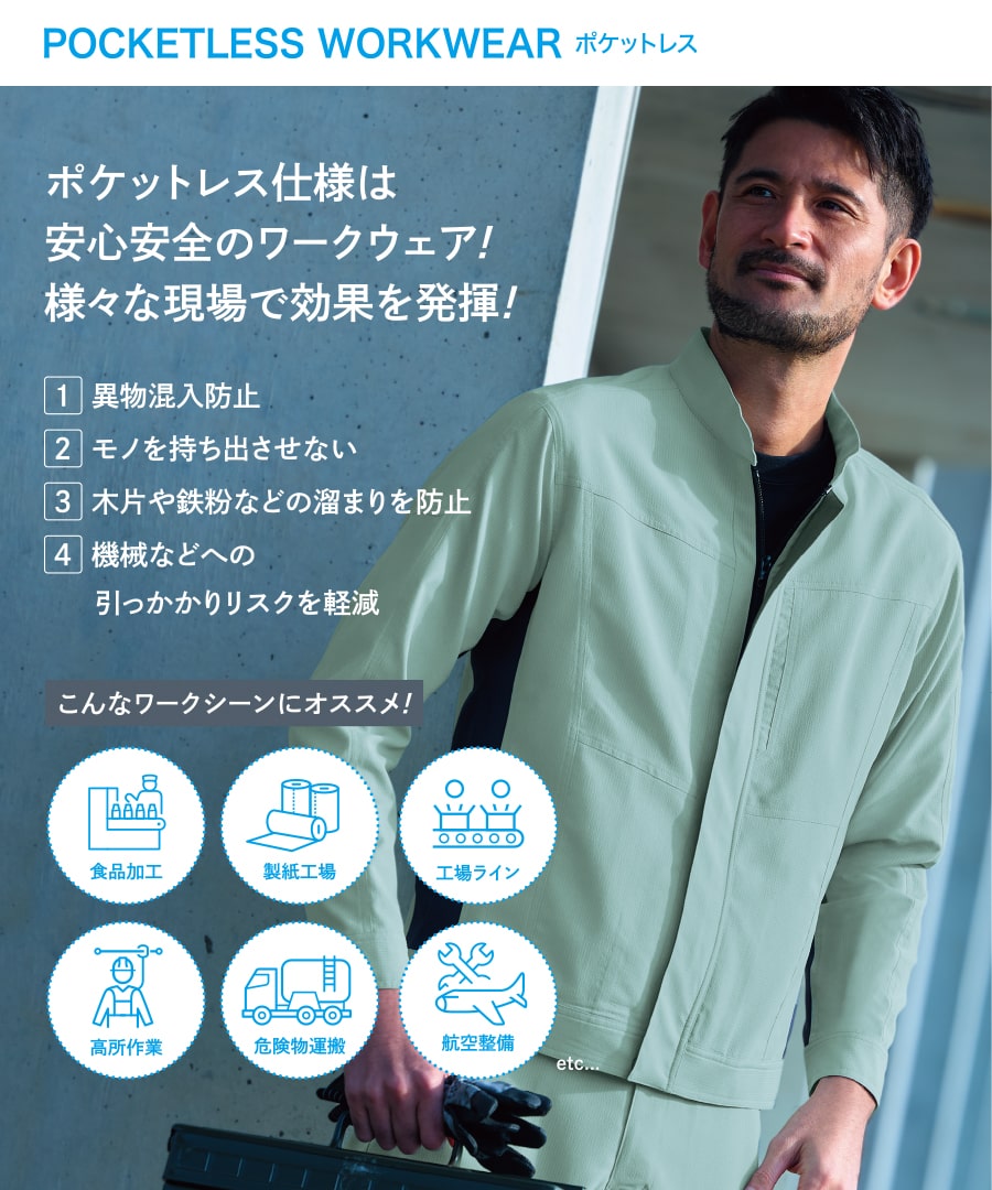 作業服 作業着 ポケットレスパンツ 8885 春夏用 男性用 JIST8118適合 帯電防止 70〜130 異物混入防止 危険物持ち込み防止 持ち出し防止 | Asahicho | 05