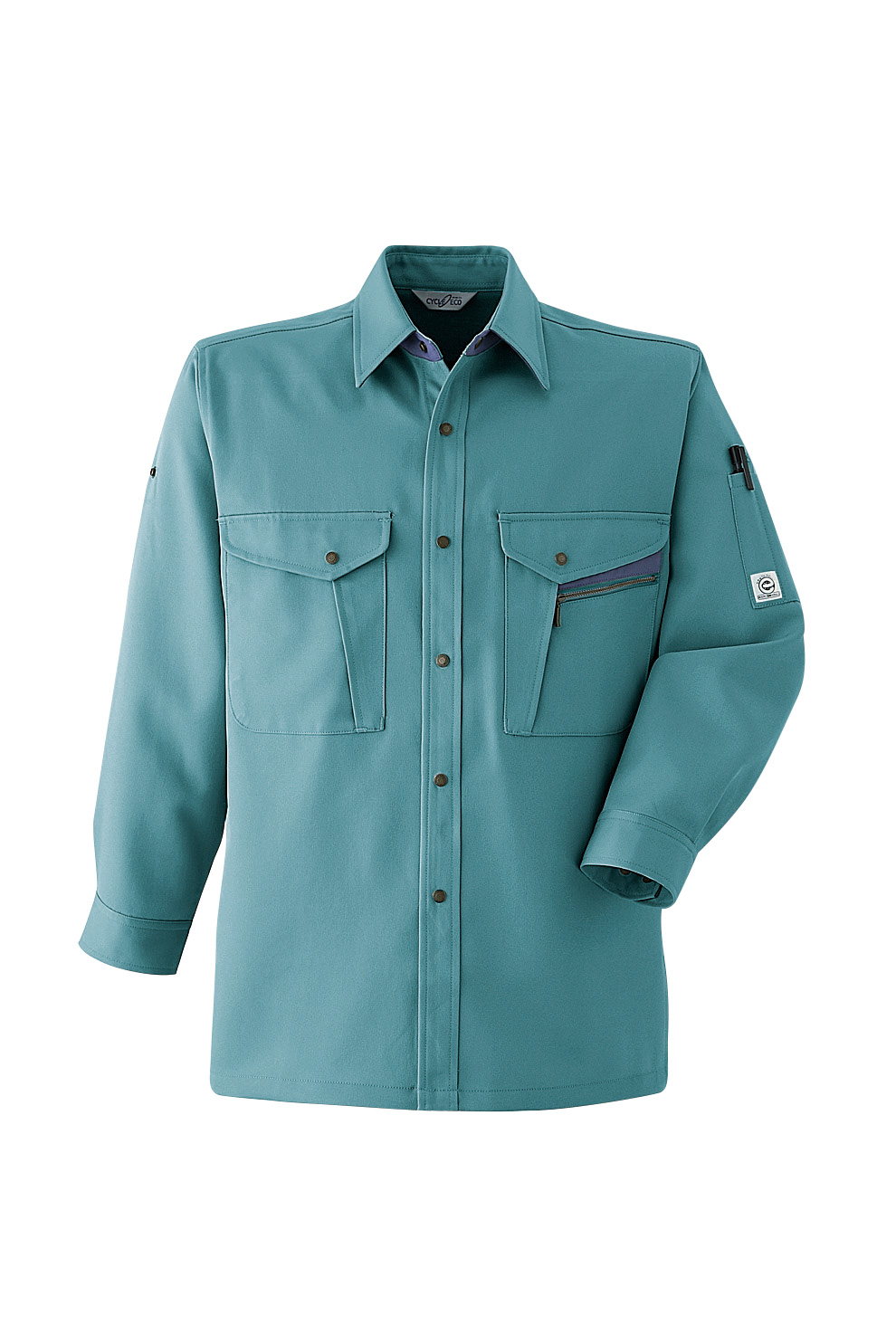 作業服 作業着 長袖シャツ E601 秋冬用 裏綿 メンズ ユニセックス 帯電防止素材 S〜6L ロールアップ ゆったりめ Asahicho | Asahicho | 04