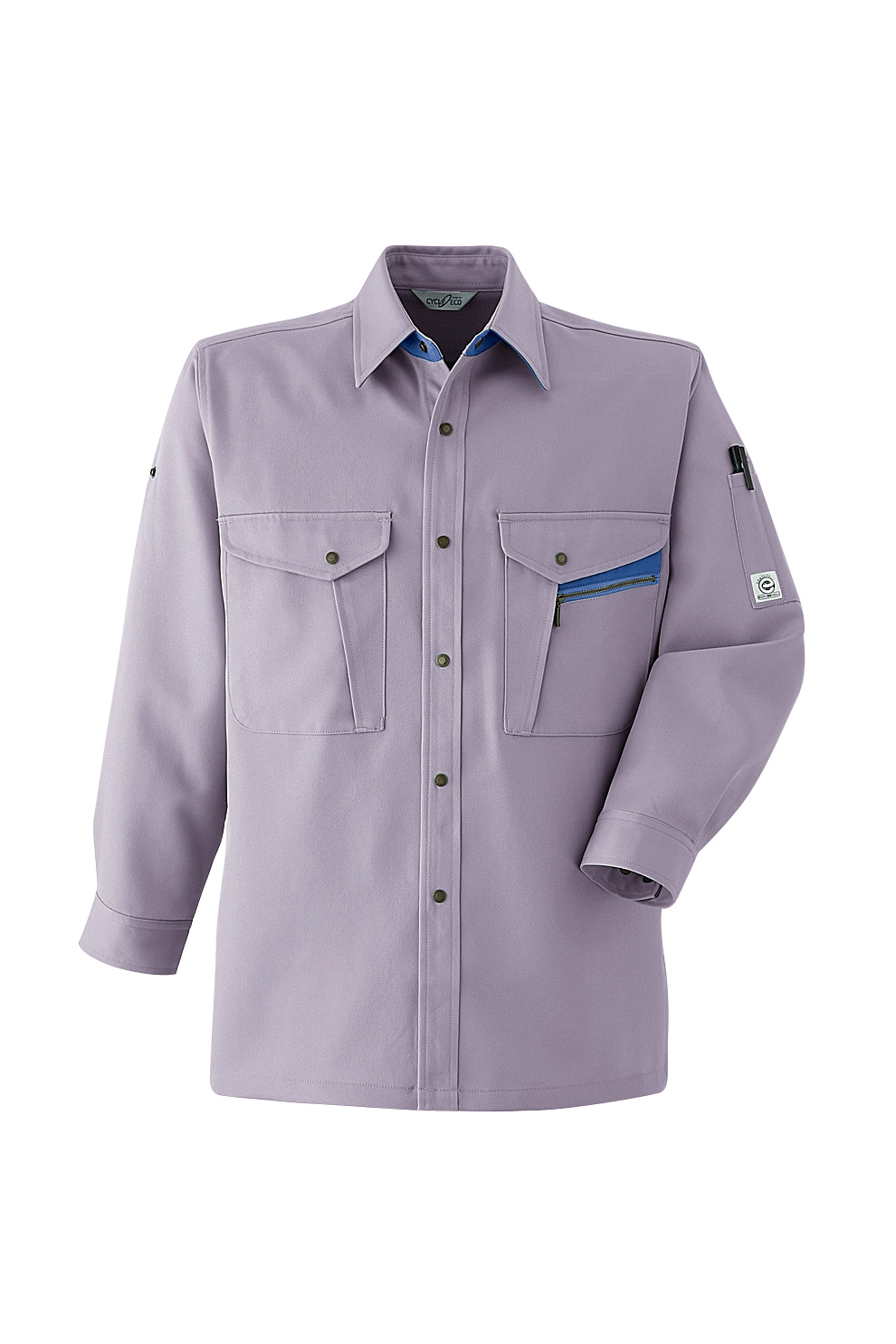 作業服 作業着 長袖シャツ E601 秋冬用 裏綿 メンズ ユニセックス 帯電防止素材 S〜6L ロールアップ ゆったりめ Asahicho | Asahicho | 06